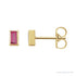 Sapphire Row Natural Gemstone Baguette Studs - Pink Tourmaline, 14K Yellow Gold