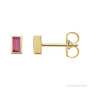 Sapphire Row Natural Gemstone Baguette Studs - Pink Tourmaline, 14K Yellow Gold