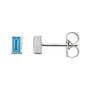 Sapphire Row Natural Gemstone Baguette Studs - Swiss Blue Topaz, 14K White Gold