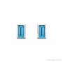 Sapphire Row Natural Gemstone Baguette Studs - Swiss Blue Topaz, 14K White Gold (view 2)
