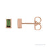 Sapphire Row Natural Gemstone Baguette Studs - Green Tourmaline, 14K Rose Gold