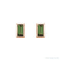 Sapphire Row Natural Gemstone Baguette Studs - Green Tourmaline, 14K Rose Gold (view 2)