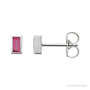 Sapphire Row Natural Gemstone Baguette Studs - Pink Tourmaline, 14K White Gold