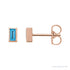 Sapphire Row Natural Gemstone Baguette Studs - Swiss Blue Topaz, 14K Rose Gold