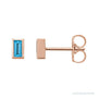 Sapphire Row Natural Gemstone Baguette Studs - Swiss Blue Topaz, 14K Rose Gold
