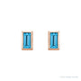 Sapphire Row Natural Gemstone Baguette Studs - Swiss Blue Topaz, 14K Rose Gold (view 2)
