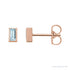 Sapphire Row Natural Gemstone Baguette Studs - Sky Blue Topaz, 14K Rose Gold