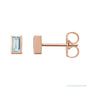 Sapphire Row Natural Gemstone Baguette Studs - Sky Blue Topaz, 14K Rose Gold