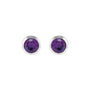 Sapphire Row Children's Natural Birthstone Screwback Studs - Amethyst, 14K White Gold (view 2)