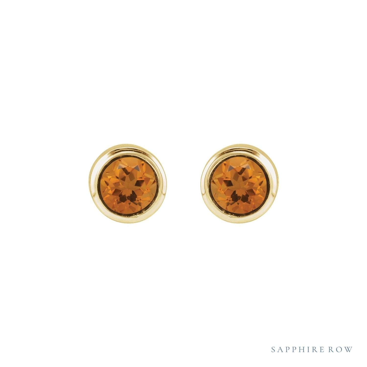 Sapphire Row Children's Natural Birthstone Screwback Studs - Citrine, 14K Yellow Gold (view 2)