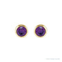 Sapphire Row Children's Natural Birthstone Screwback Studs - Amethyst, 14K Yellow Gold (view 2)