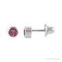 Sapphire Row Children's Natural Birthstone Screwback Studs - Pink Tourmaline, 14K White Gold
