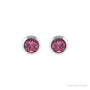 Sapphire Row Children's Natural Birthstone Screwback Studs - Pink Tourmaline, 14K White Gold (view 2)