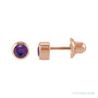 Sapphire Row Children's Natural Birthstone Screwback Studs - Amethyst, 14K Rose Gold