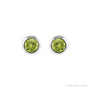 Sapphire Row Children's Natural Birthstone Screwback Studs - Peridot, 14K White Gold (view 2)