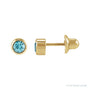 Sapphire Row Children's Natural Birthstone Screwback Studs - Blue Zircon, 14K Yellow Gold