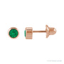 Sapphire Row Children's Natural Birthstone Screwback Studs - Emerald, 14K Rose Gold