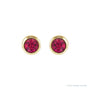 Sapphire Row Children's Natural Birthstone Screwback Studs - Ruby, 14K Yellow Gold (view 2)