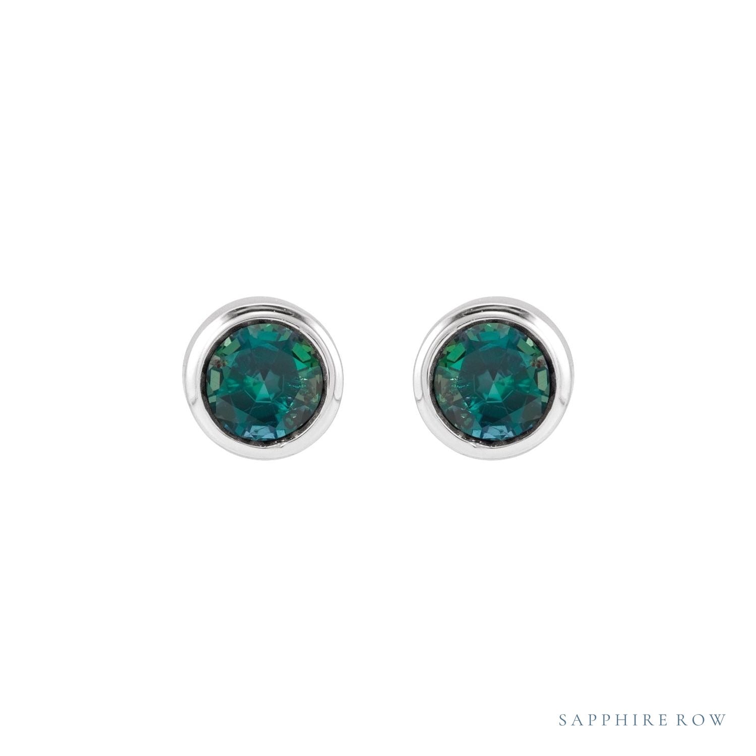 Sapphire Row Children's Natural Birthstone Screwback Studs - Alexandrite, 14K White Gold (view 2)