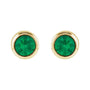 Sapphire Row Children's Lab-Grown Birthstone Screwback Studs - Emerald, 14K Yellow Gold (view 2)