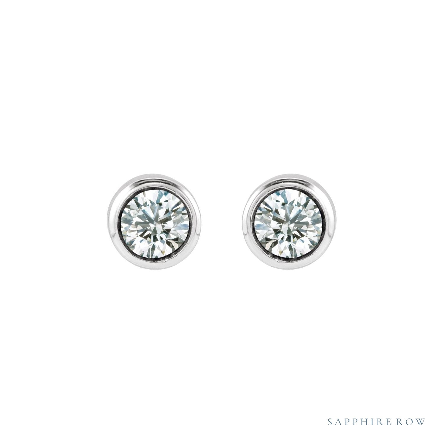 Sapphire Row Children's Lab-Grown Birthstone Screwback Studs - Diamond, 14K White Gold (view 2)