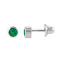 Sapphire Row Children's Lab-Grown Birthstone Screwback Studs - Emerald, 14K White Gold