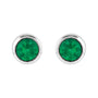 Sapphire Row Children's Lab-Grown Birthstone Screwback Studs - Emerald, 14K White Gold (view 2)