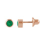 Sapphire Row Children's Lab-Grown Birthstone Screwback Studs - Emerald, 14K Rose Gold