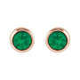 Sapphire Row Children's Lab-Grown Birthstone Screwback Studs - Emerald, 14K Rose Gold (view 2)