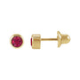 Sapphire Row Children's Lab-Grown Birthstone Screwback Studs - Ruby, 14K Yellow Gold