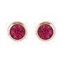 Sapphire Row Children's Lab-Grown Birthstone Screwback Studs - Ruby, 14K Rose Gold (view 2)