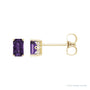 Sapphire Row Natural Emerald-Cut Gemstone Studs - Amethyst, 14K Yellow Gold