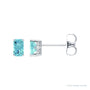 Sapphire Row Natural Emerald-Cut Gemstone Studs - Aquamarine, 14K White Gold