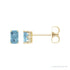 Sapphire Row Natural Emerald-Cut Gemstone Studs - Aquamarine, 14K Yellow Gold