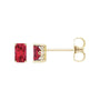 Sapphire Row Lab-Grown Emerald-Cut Gemstone Studs - Ruby, 14K Yellow Gold
