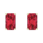 Sapphire Row Lab-Grown Emerald-Cut Gemstone Studs - Ruby, 14K Yellow Gold (view 2)