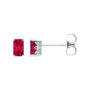 Sapphire Row Lab-Grown Emerald-Cut Gemstone Studs - Ruby, 14K White Gold
