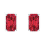 Sapphire Row Lab-Grown Emerald-Cut Gemstone Studs - Ruby, 14K White Gold (view 2)