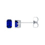 Sapphire Row Lab-Grown Emerald-Cut Gemstone Studs - Blue Sapphire, 14K White Gold