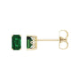 Sapphire Row Lab-Grown Emerald-Cut Gemstone Studs - Emerald, 14K Yellow Gold