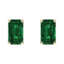 Sapphire Row Lab-Grown Emerald-Cut Gemstone Studs - Emerald, 14K Yellow Gold (view 2)