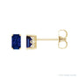Sapphire Row Lab-Grown Emerald-Cut Gemstone Studs - Blue Sapphire, 14K Yellow Gold