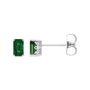 Sapphire Row Lab-Grown Emerald-Cut Gemstone Studs - Emerald, 14K White Gold