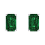 Sapphire Row Lab-Grown Emerald-Cut Gemstone Studs - Emerald, 14K White Gold (view 2)