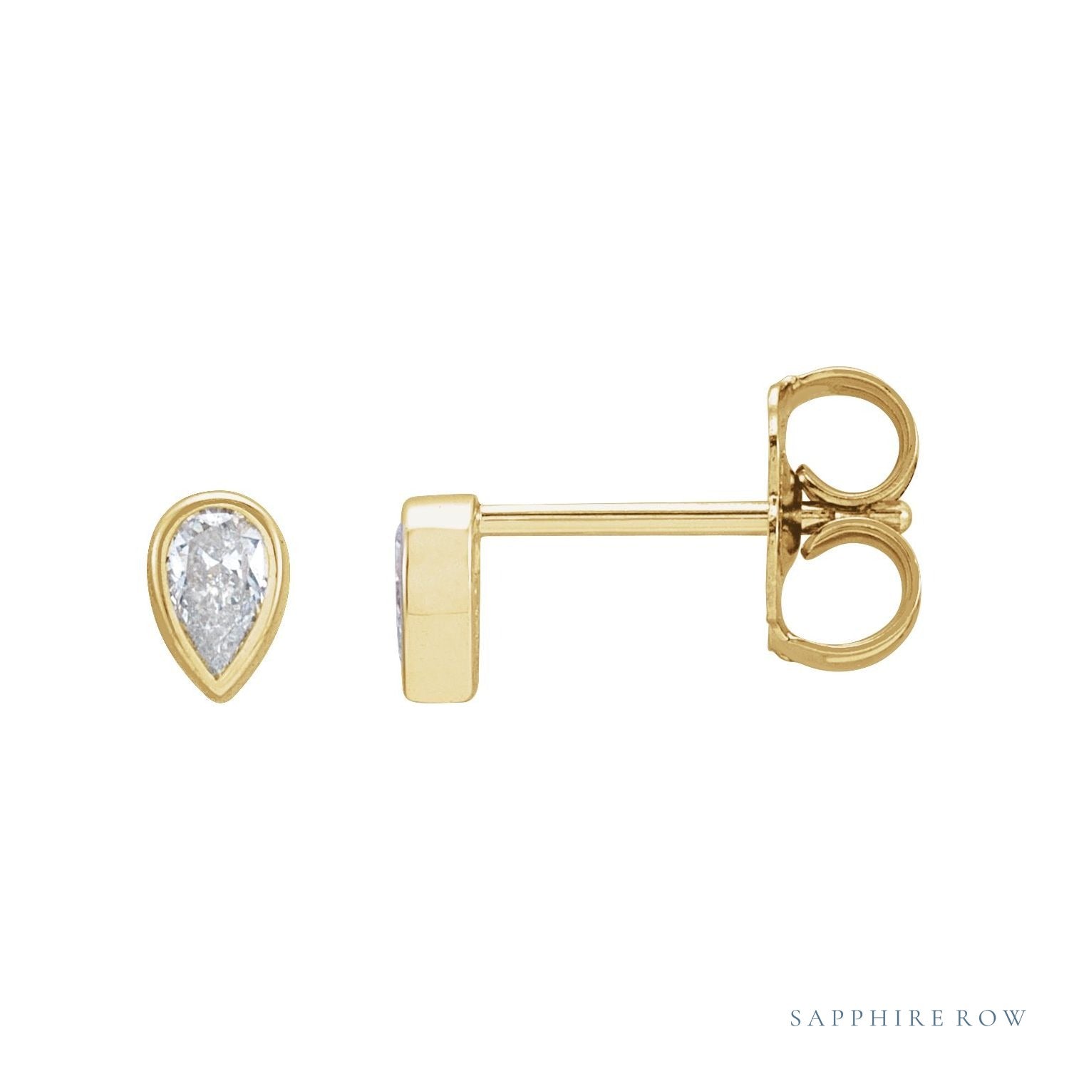 Sapphire Row Natural Diamond Pear Bezel Studs - 14K Yellow Gold, 1/5 CTW
