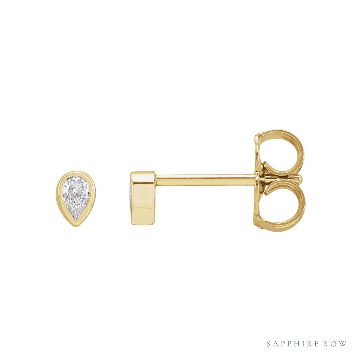 Sapphire Row Natural Diamond Pear Bezel Studs - 14K Yellow Gold, 1/10 CTW