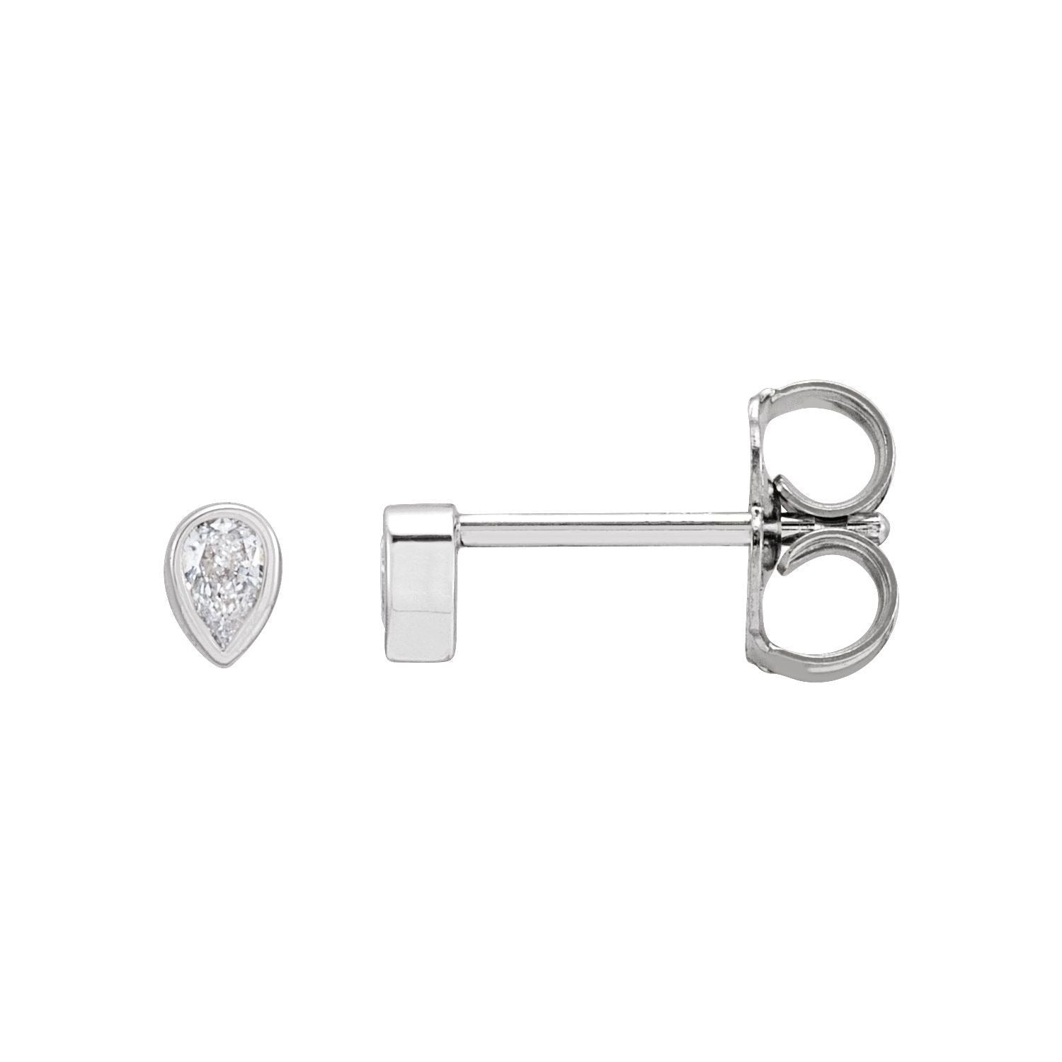 Sapphire Row Lab-Grown Diamond Pear Bezel Studs - 14K White Gold, 1/10 CTW
