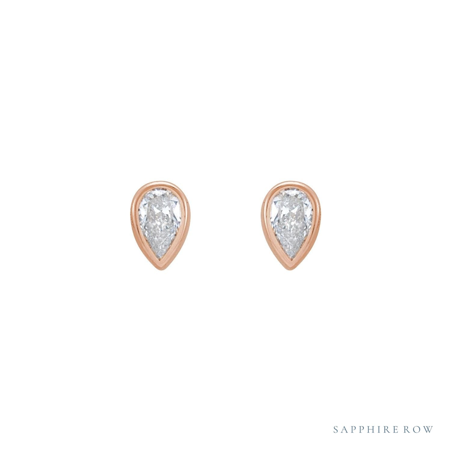 Sapphire Row Lab-Grown Diamond Pear Bezel Studs - 14K Rose Gold, 1/5 CTW (view 2)