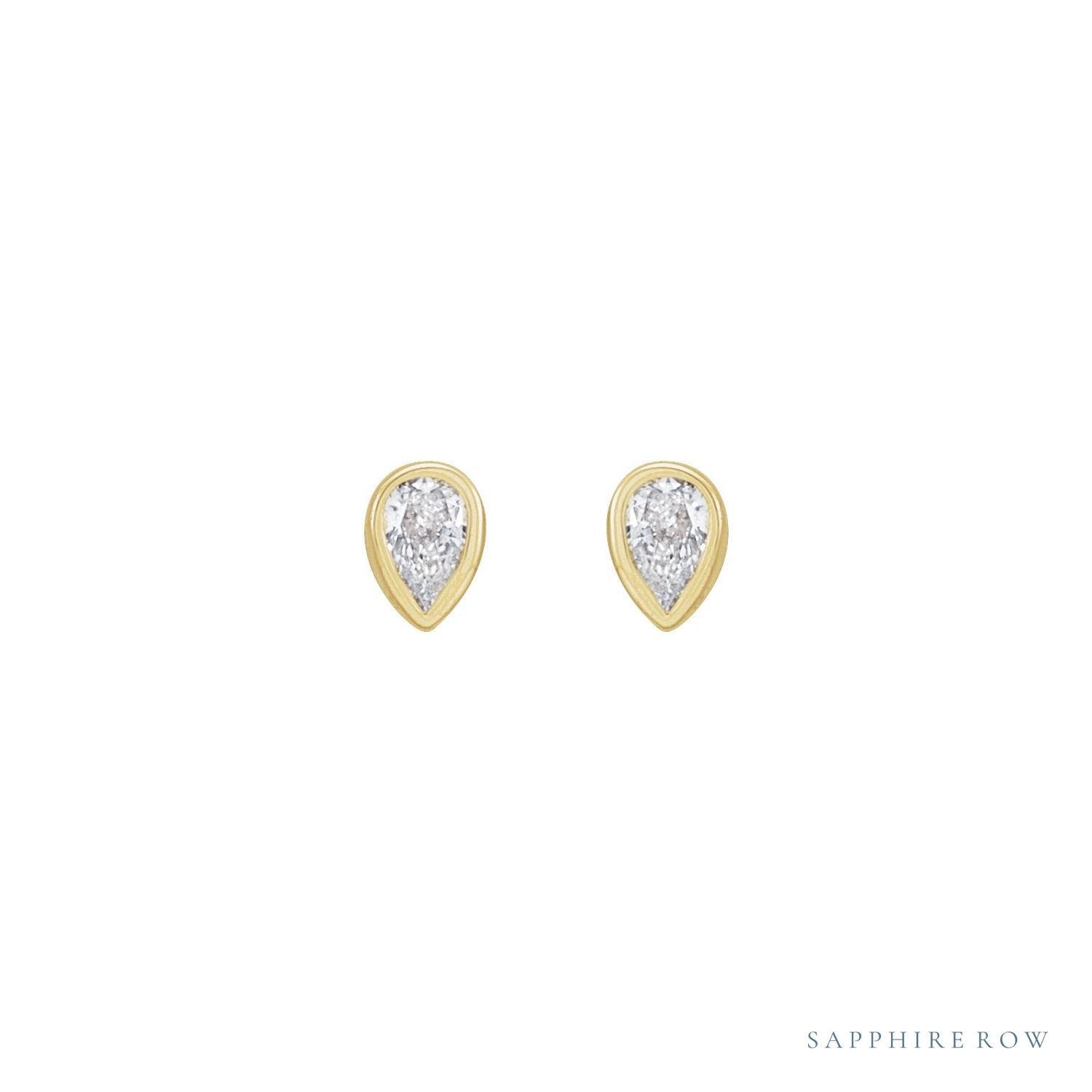 Sapphire Row Lab-Grown Diamond Pear Bezel Studs - 14K Yellow Gold, 1/10 CTW (view 2)