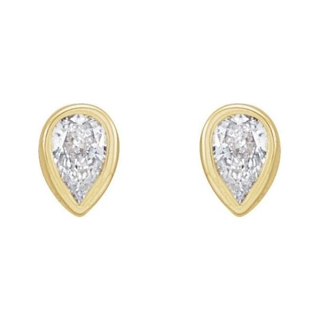 Sapphire Row Lab-Grown Diamond Pear Bezel Studs - 14K Yellow Gold, 1/10 CTW (view 2)